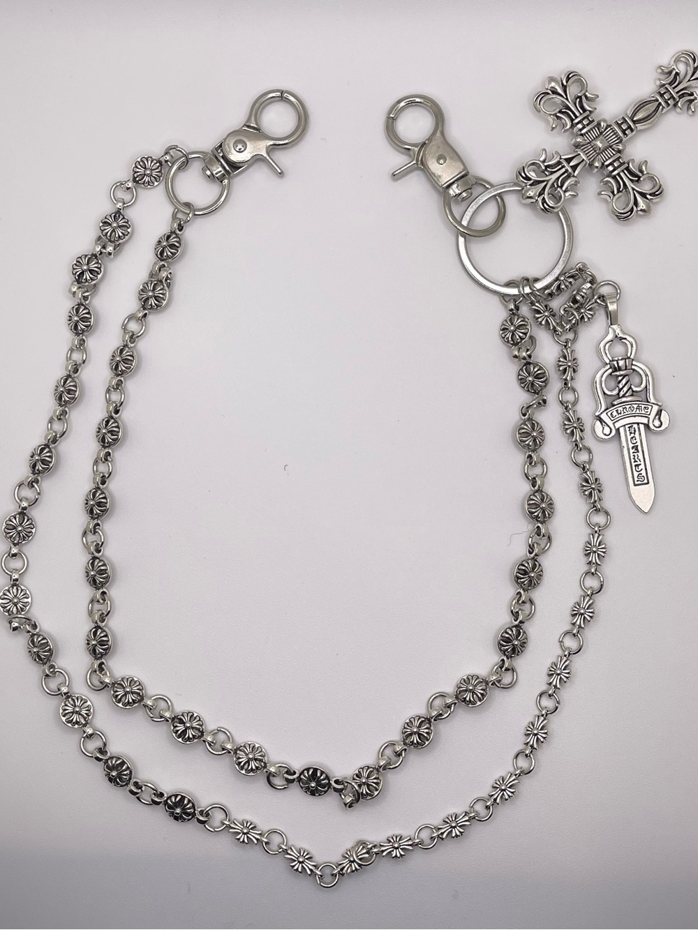 Chrome Hearts Wallet Chain Silver Cross Dagger Jeans Chain Unisex